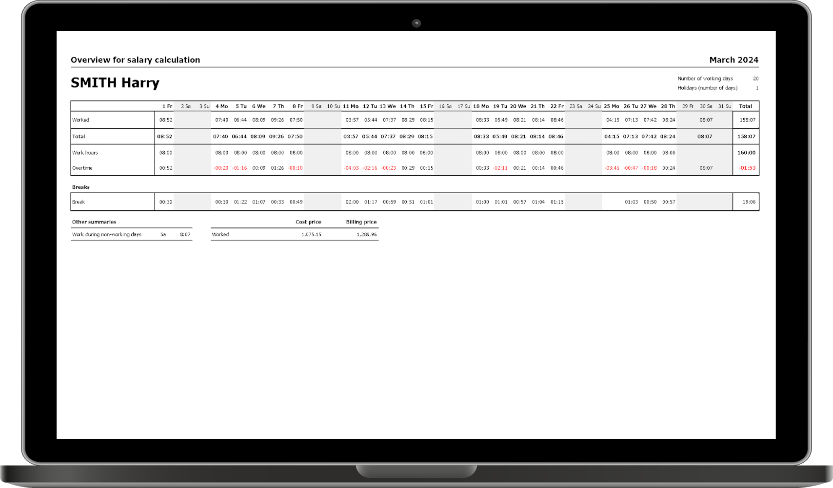 Effortless overview for salary calculation